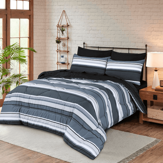 Comforter Set Gray Stripe - 30152 - Lotus