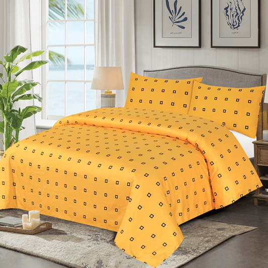 Cotton Sateen Bed Sheet Black Square King - 30122 - Lotus