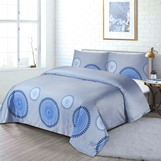 Cotton Sateen Bed Sheet Navy Circle Single - 30112 - Lotus