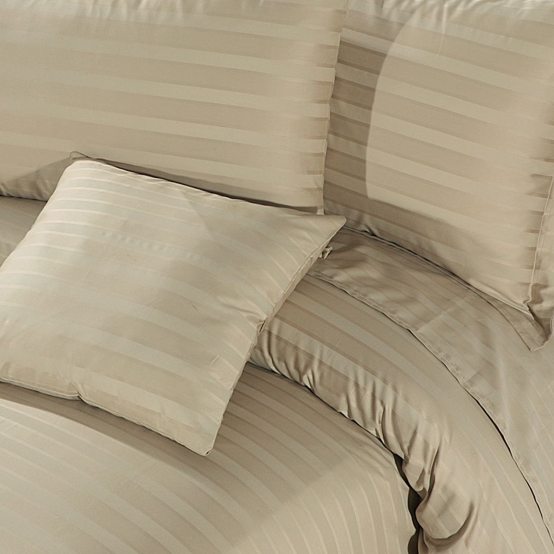 Cotton Sateen Quilt Cover Set 8 Pcs Stripes Boulder - 40142 - Lotus