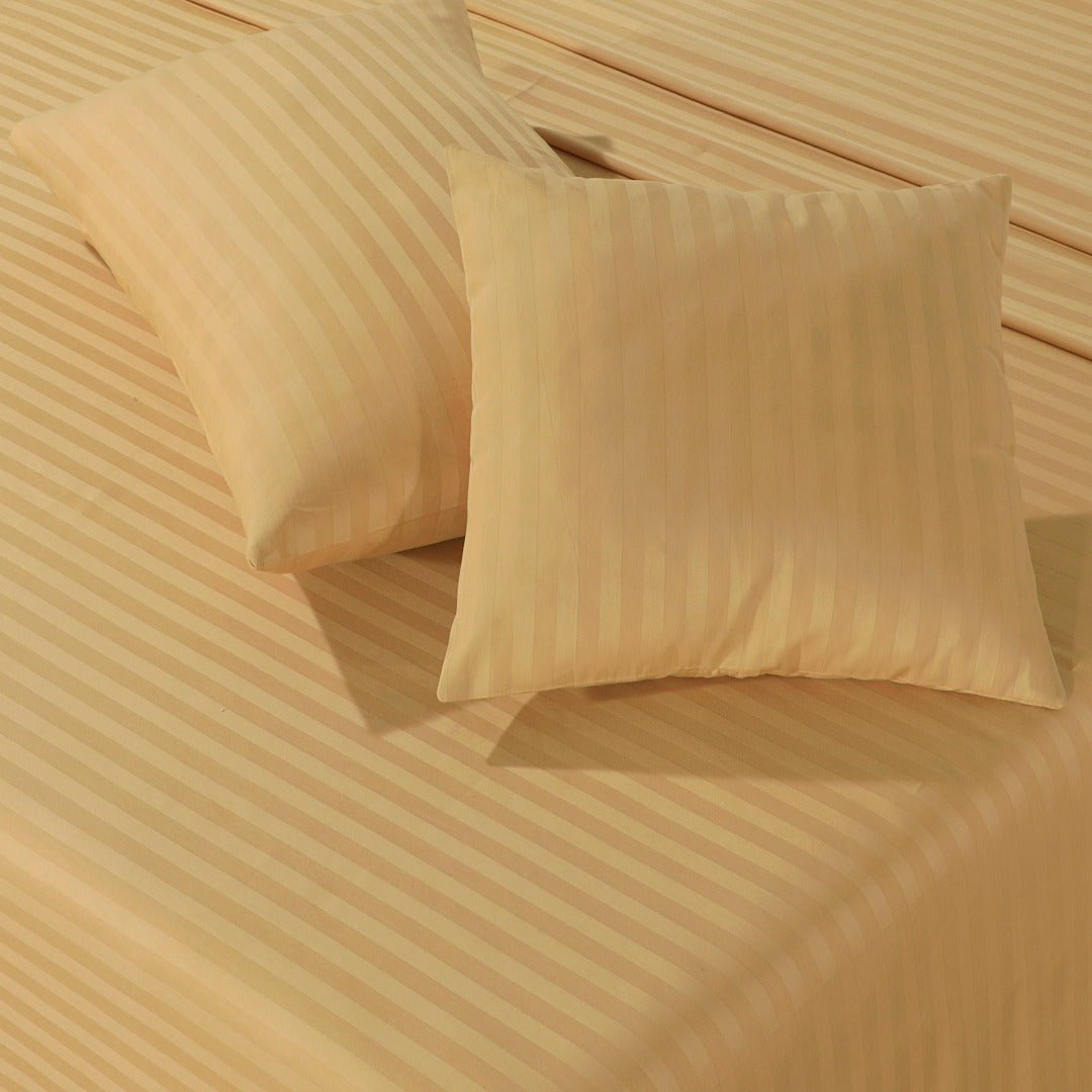 Cotton Sateen Stripe Bed Sheet Set Comsilk - 40165 - Lotus