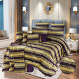Embossed Velvet Bridal Comforter Set Purple Stripe-50112 OS