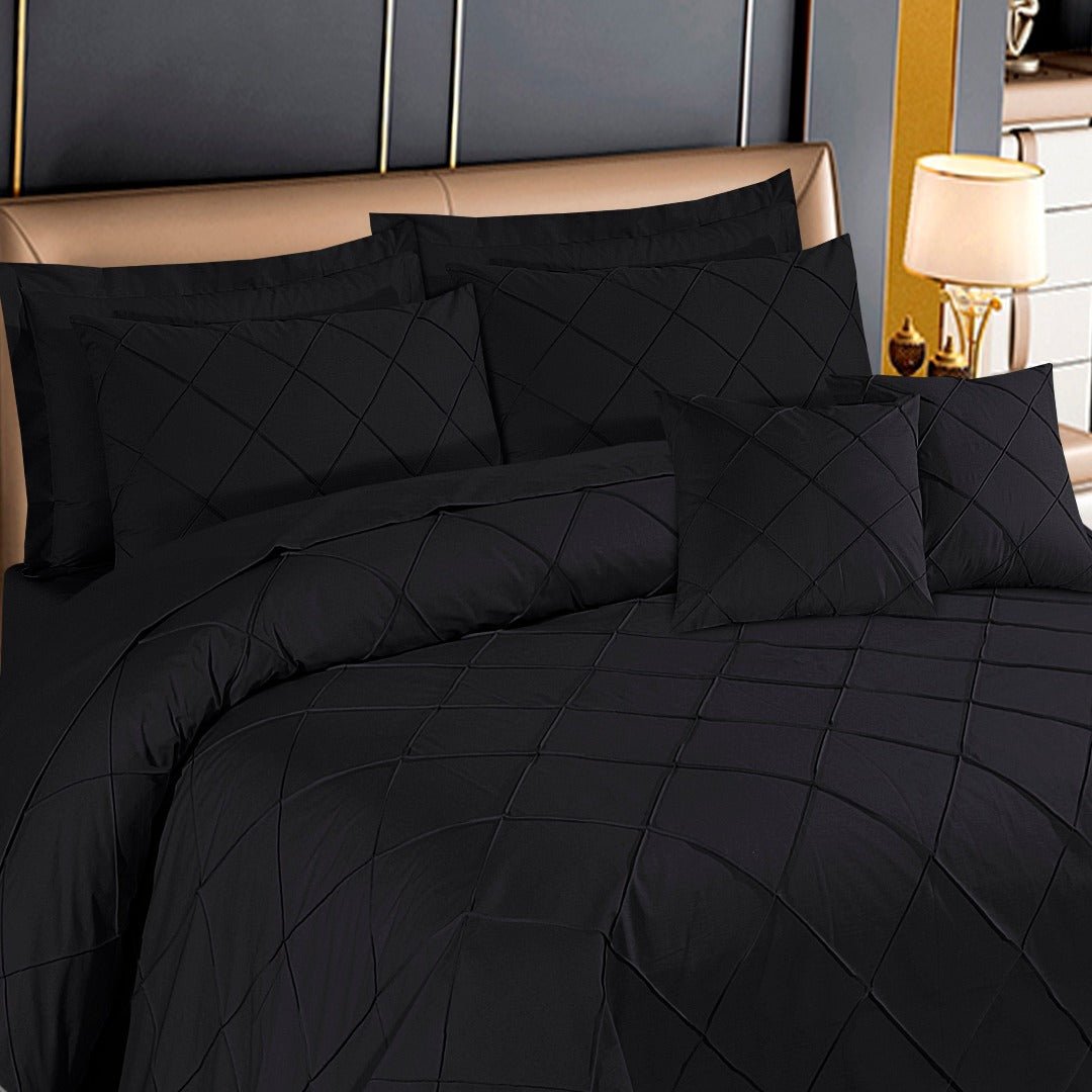 Diagonal Pleated Duvet Cover Set 8 Pcs Black - 40149 RFS - Lotus