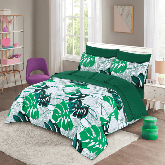 Quilt Cover Set Green & White Floral - 30144 - Lotus