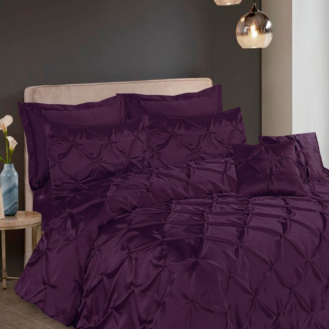Silk Duvet Cover 3 Pcs Set Pin Tuck Purple - 40255 RFS - Lotus