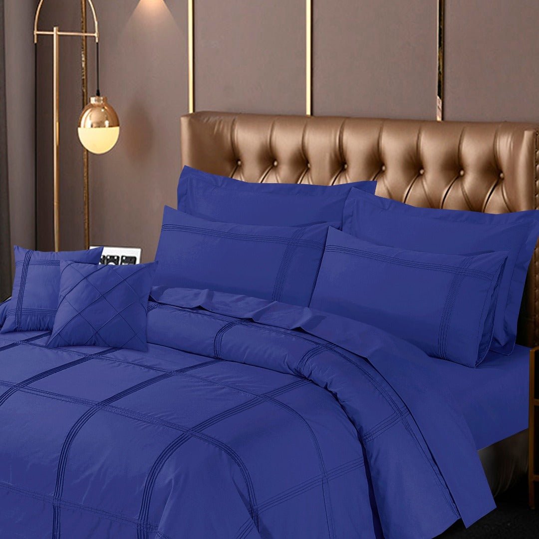 Square Pleated Duvet Cover 8 Pcs Set Royal - 40171 RFS - Lotus