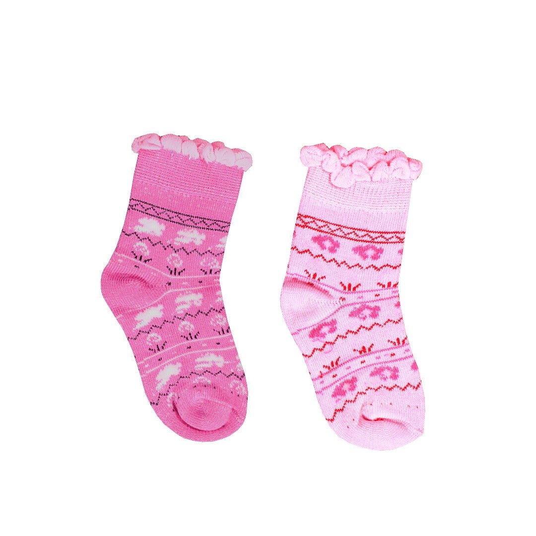 Stylish Socks For Kid's Multi Color ( PACK OF 2 ) 1 - 2 Year - 1019 - Lotus