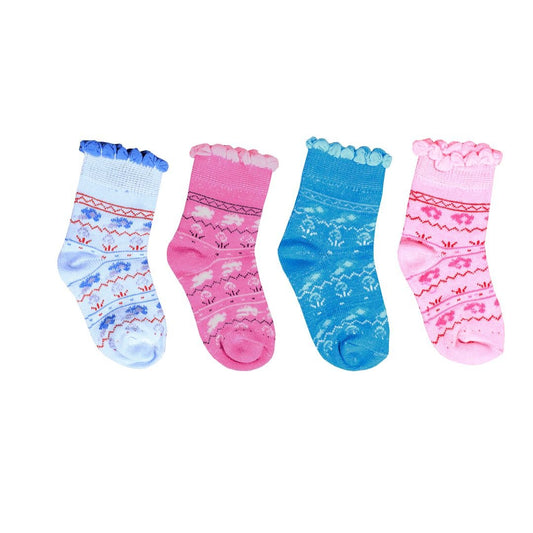 Stylish Socks For Kid's Multi Color ( PACK OF 4 ) 1 - 2 Year - 1018 - Lotus