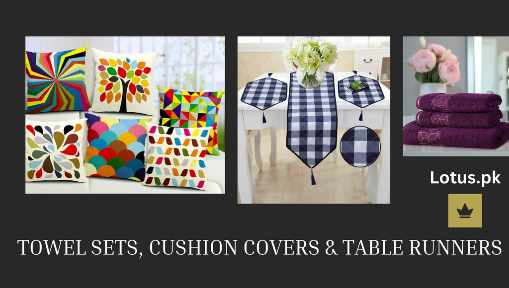 Premium Towel Sets, Stylish Cushion Covers & Dining Table Runners