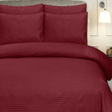 Maroon Stripe Sateen - Bed Sheet Set King