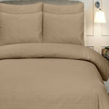 Beige Stripe Sateen - Bed Sheet Set King