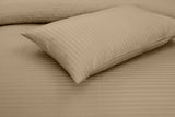 Beige Stripe Sateen - Fitted Sheet Set King