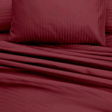 Maroon Stripe Sateen - Bed Sheet Set King