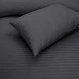 Charcoal Gray Stripe Sateen - Fitted Sheet Set King