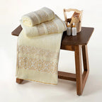 Cream Flower Bath Towel