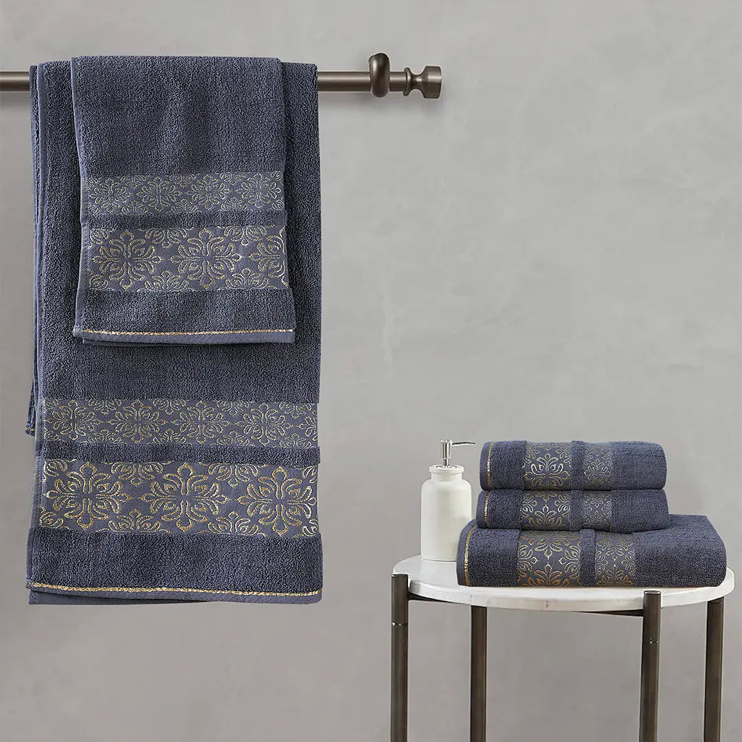 Gray Flower Bath Towel