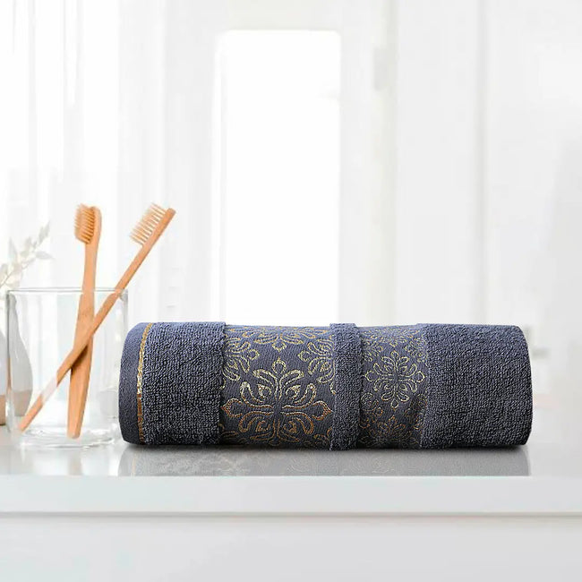 Gray Flower Bath Towel Hover Image