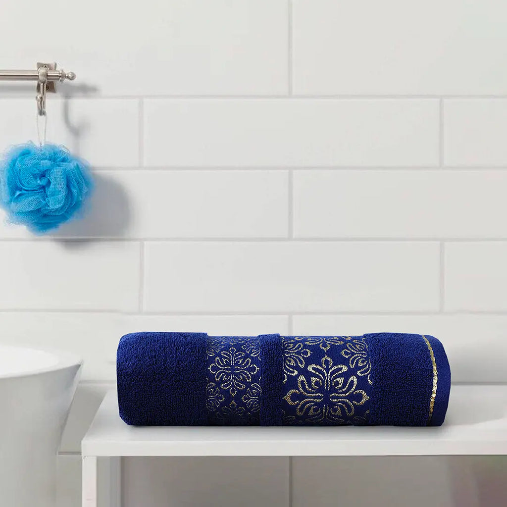 1-Pcs Bath Towel Flower Navy-445
