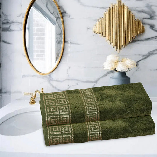 Versatile Bath Towel Olive Green (Pack Of 2)-006 Hover Image