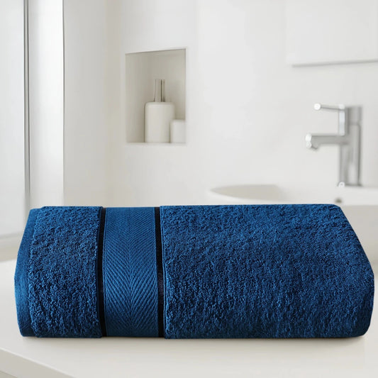 100% Cotton Bath Towel – Blue Chevron, 1 Pc, 600 GSM, Soft, Absorbent & Durable - Lotus