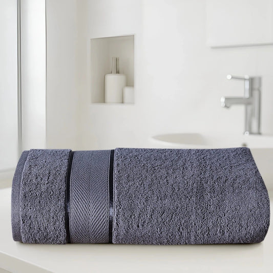 100% Cotton Bath Towel – Gray Chevron, 1 Pc, 600 GSM, Soft, Absorbent & Durable - Lotus