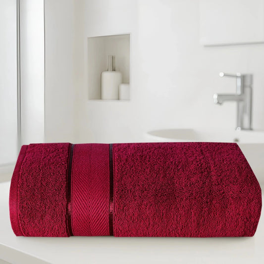 100% Cotton Bath Towel – Maroon Chevron, 1 Pc, 600 GSM, Soft, Absorbent & Durable - Lotus