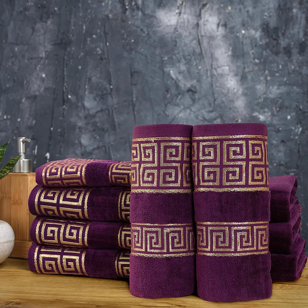 100% Cotton Jacquard Towel Set – Magenta Versatile, 2 Pc, 500 GSM, Soft, Absorbent & Durable - Lotus