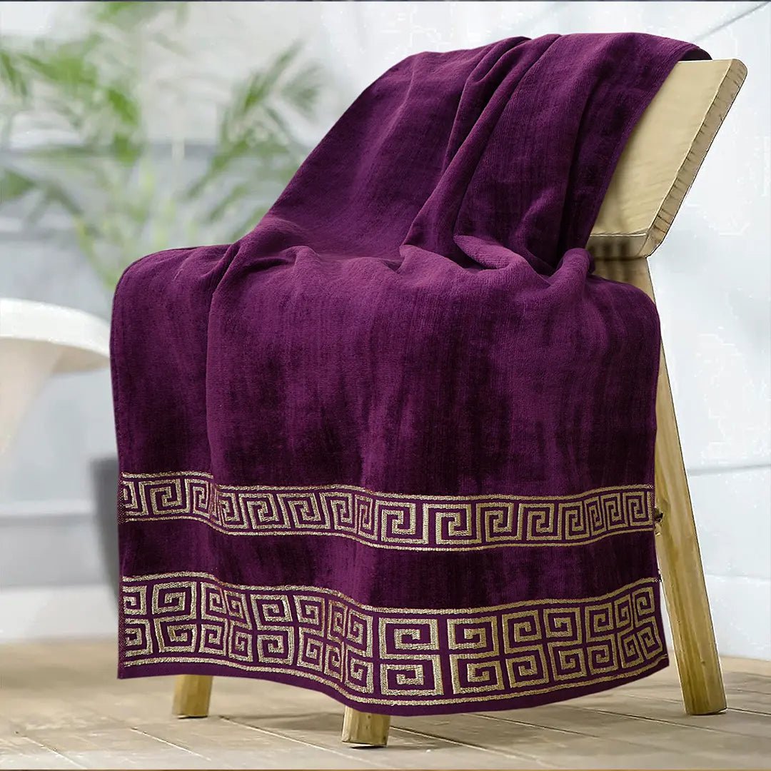 100% Cotton Jacquard Towel Set – Magenta Versatile, 2 Pc, 500 GSM, Soft, Absorbent & Durable - Lotus