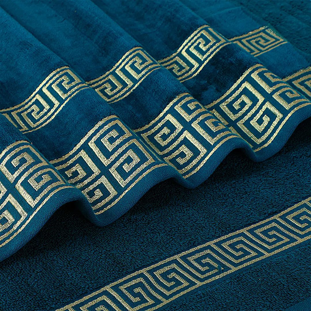 100% Cotton Jacquard Towel Set – Teal Versatile, 2 Pc, 500 GSM, Soft, Absorbent & Durable - Lotus
