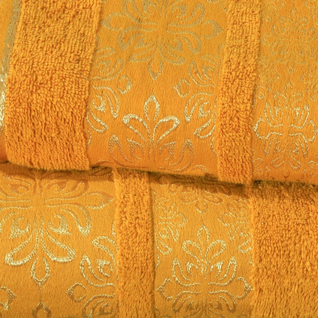 100% Cotton Jacquard Towel Set – Yellow Flower, 3 Pc, 500 GSM, Soft, Absorbent & Durable - Lotus