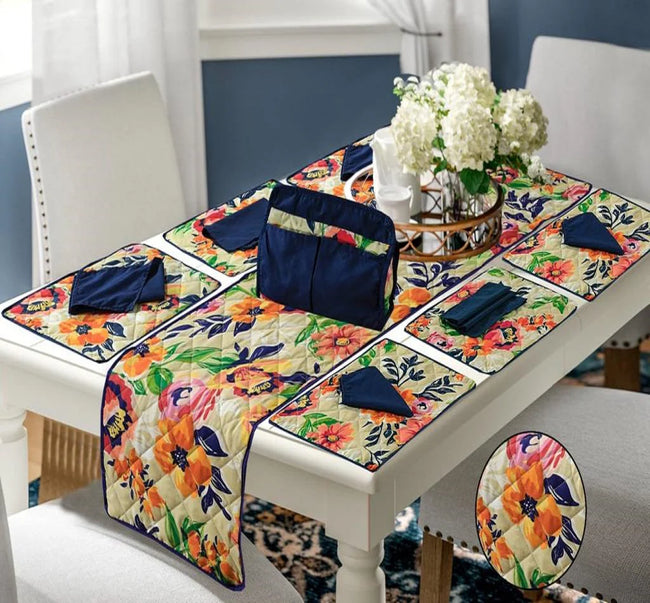 14 Pcs Quilted Table Runner Set Paris-1503 OS Hover Image