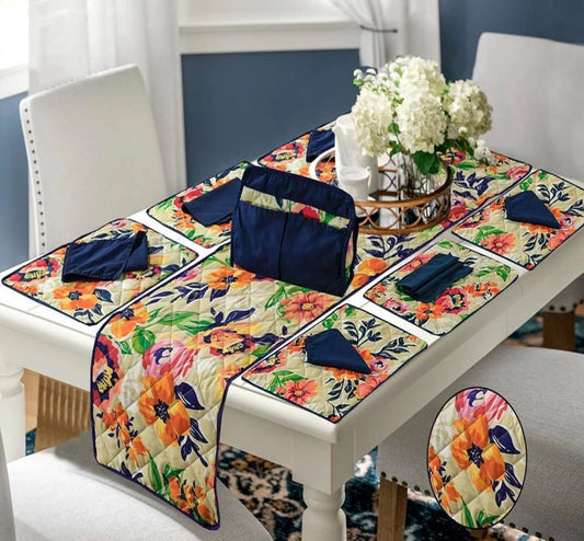 14 Pcs Quilted Table Runner Set Paris - 1503 OS - Lotus