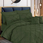 Pin Tuck Duvet Cover 8 Pcs Set Olive Green-40277 RFS