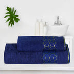 Navy Diamond - 2-Pcs Jacquard Towel Set