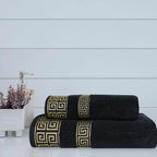 Black Versatile - 2-Pcs Jacquard Towel Set