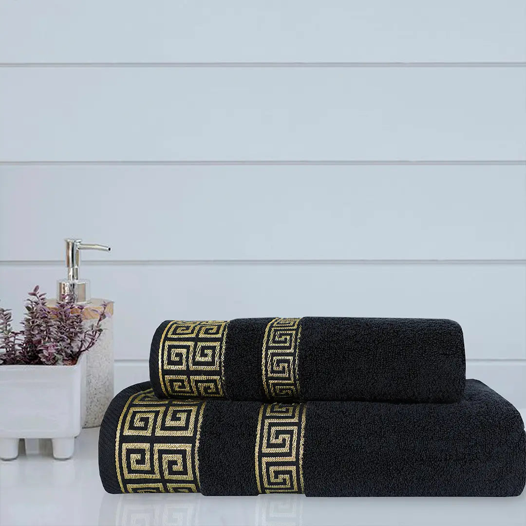 Black Versatile - 2-Pcs Jacquard Towel Set