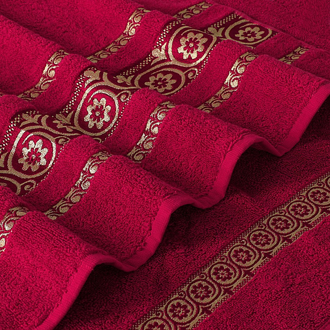 2 - Pcs Towel Set Circle Maroon - 030 - Lotus