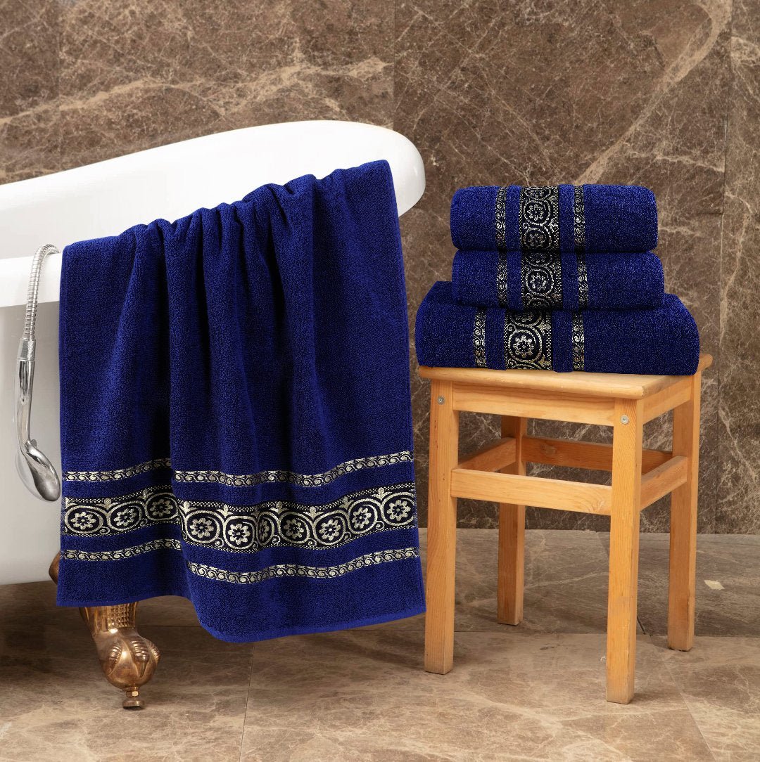 2 - Pcs Towel Set Circle Navy - 029 - Lotus