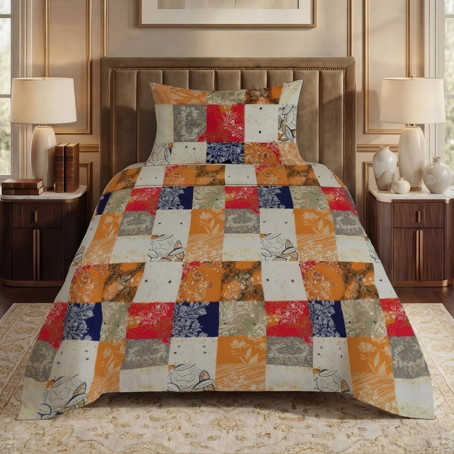 2 Pcs Single Size Ultra Soft Bedsheet - Mosaic