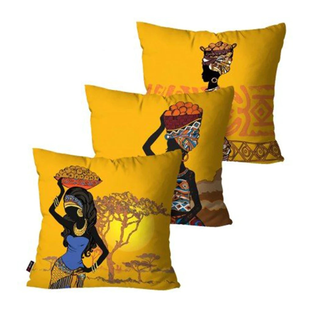 Yellow African Cushion Covers Pack 3-CC58A