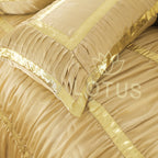 Silk Ruffled & Embellished luxury Bridal Duvet Cover Set Skin Golden 12 Pcs-40256 RFS