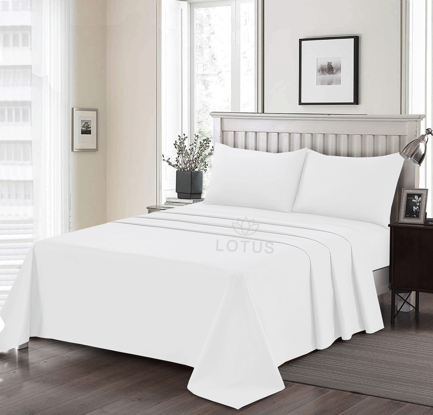 3 Pcs King Size Ultra Soft Dyed Bedsheet - White