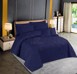 Navy Diagonal Pleated - Duvet Cover Set  8 Pcs