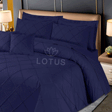 Navy Diagonal Pleated - Duvet Cover Set  8 Pcs