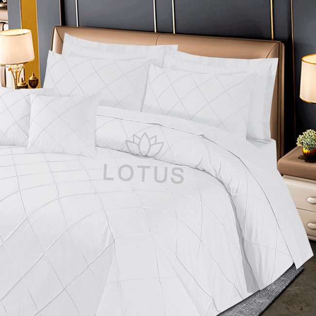 White Diagonal Pleated - Duvet Cover Set  8 Pcs Main Image