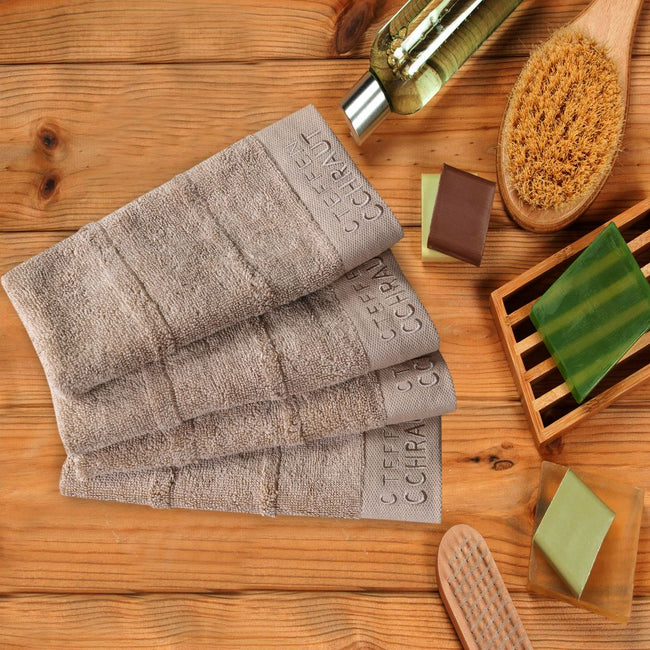 Export Quality Wash & Face Towel Beige (Pack of 4)-526 Hover Image