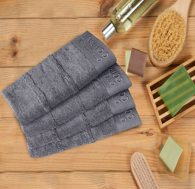 Export Quality Wash & Face Towel Gray (Pack of 4)-526 Hover Image