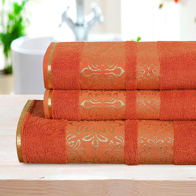 3-Pcs Towel Set Flower Terracotta-441 Hover Image