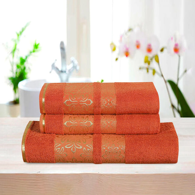 3-Pcs Towel Set Flower Terracotta-441 Main Image