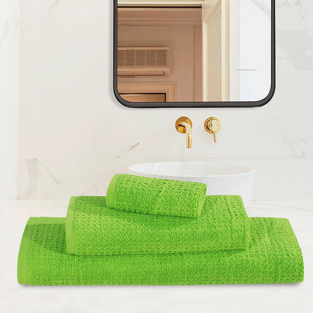 3-Pcs Export Quality Towel Set Parrot Green-513